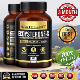 Capsules d'Ecdystérone Earth Elixir sur une surface blanche