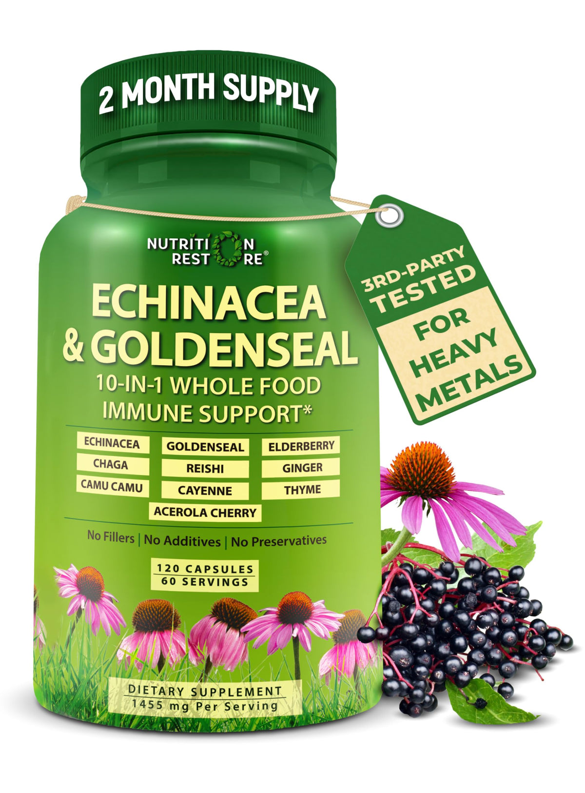 Capsules d'Echinacée Bio Nutrition Restore, vue de face