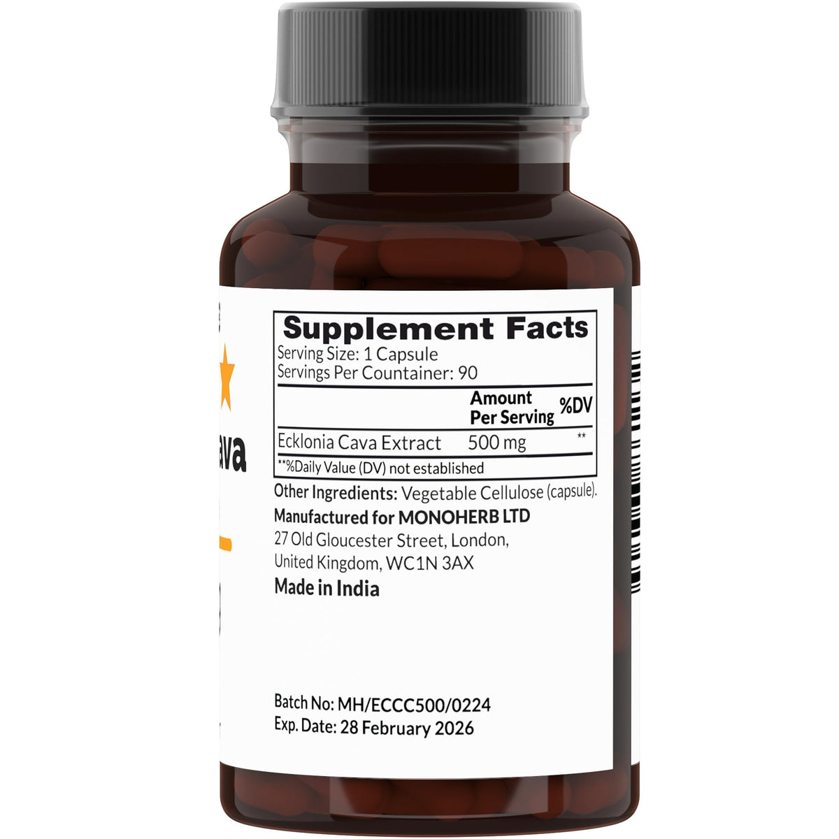 Capsules d'Ecklonia Cava MONOHERB dans un flacon transparent