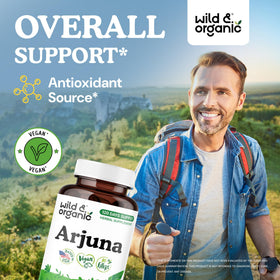 Capsules d'écorce d'arjuna Wild & Organic en gros plan