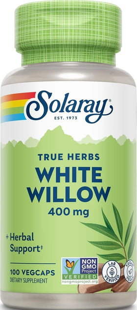 Capsules d'écorce de saule blanc SOLARAY 400 mg, vue avant du pot