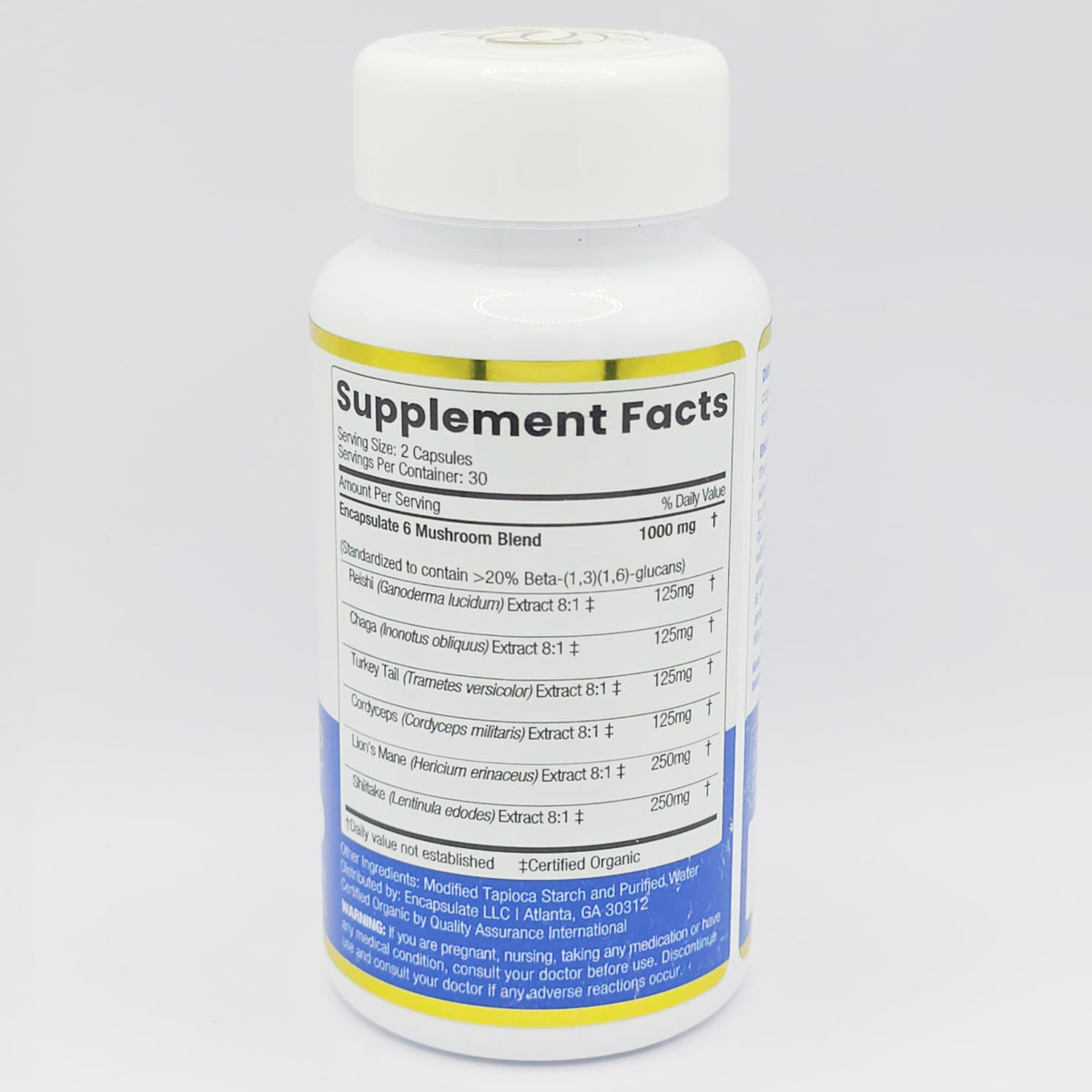Capsules d'ENCAPSULATE Mélange de 6 Champignons sur fond blanc