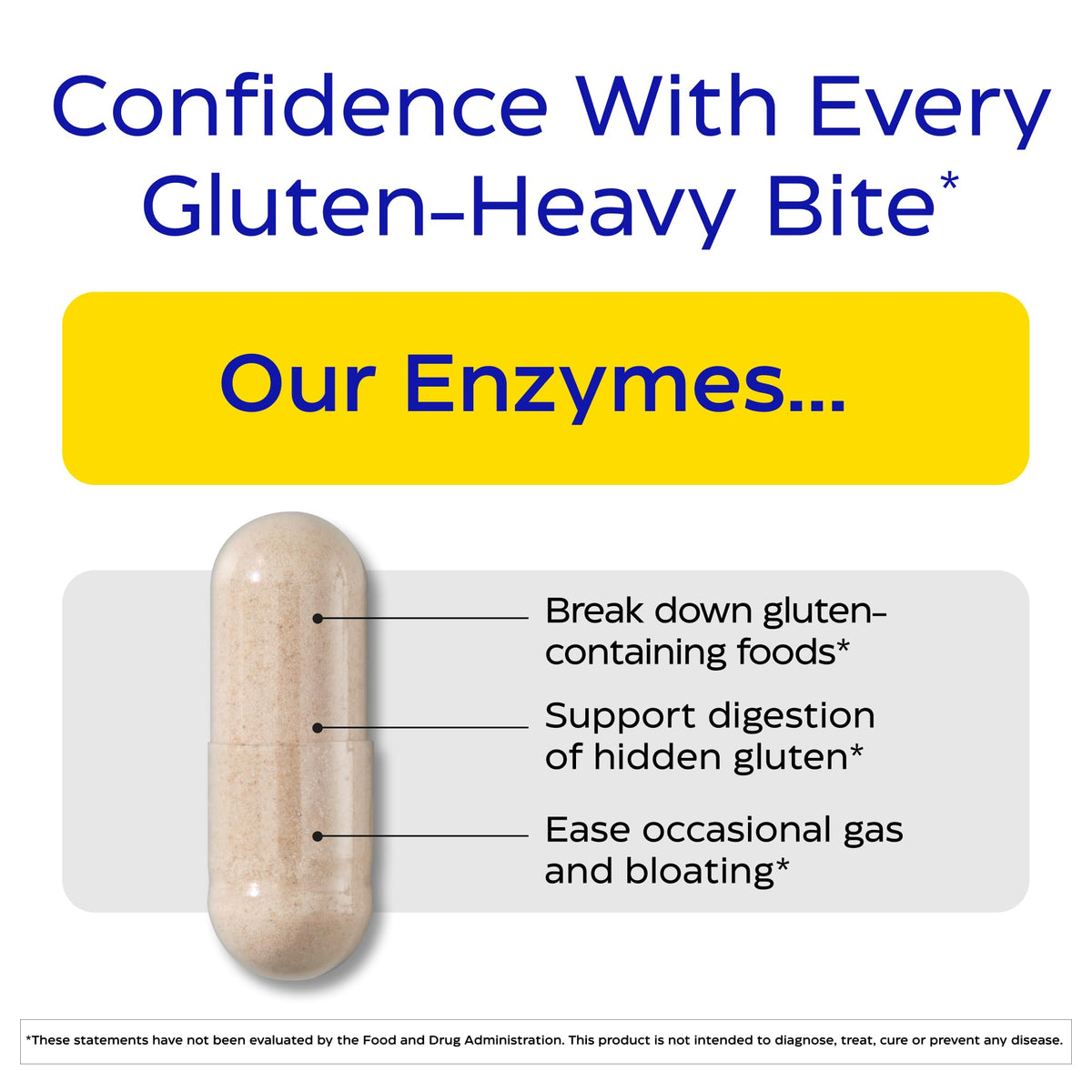 Capsules d'Enzymedica GlutenEase sur une surface blanche