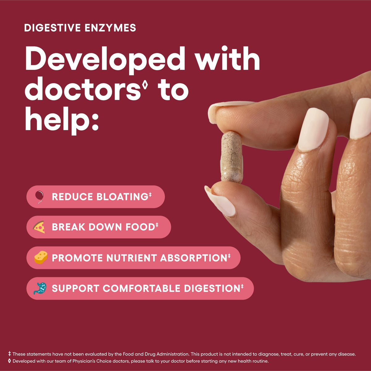 Capsules d'enzymes daily Physician's CHOICE sur une table