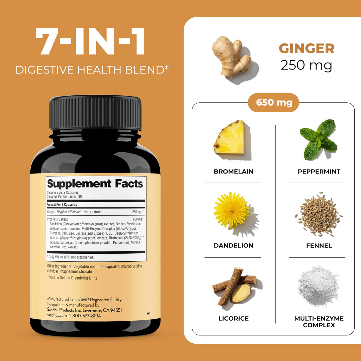 Capsules d'enzymes daily Sandhu's avec un verre d'eau