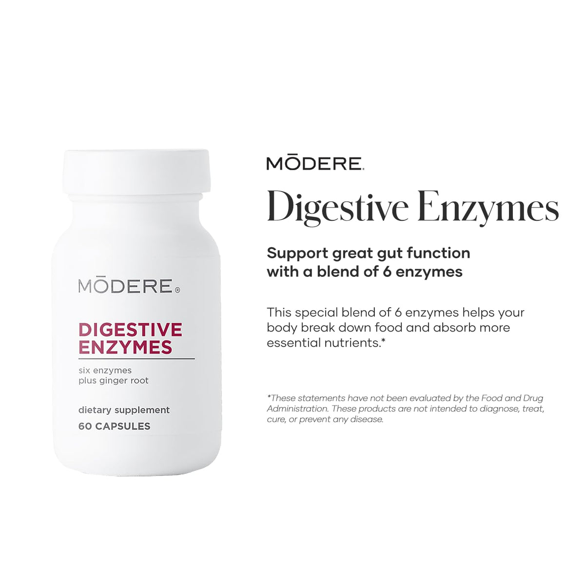 Capsules d'enzymes Modere à côté d'un verre d'eau
