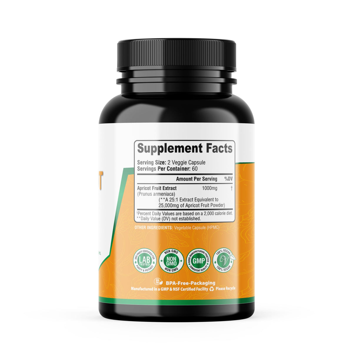 Capsules d'extrait d'abricot sur une surface en bois