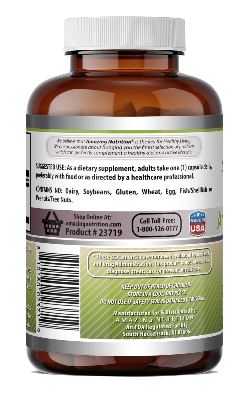 Capsules d'Extrait d'Artichaut Amazing Nutrition avec composition