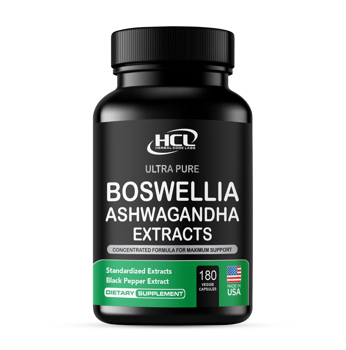 Capsules d'extrait de Boswellia et Ashwagandha HCL HERBAL CODE LABS