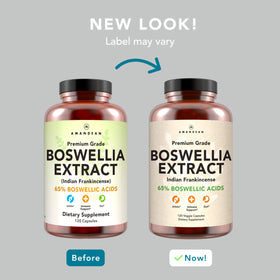 Capsules d'extrait de Boswellia Serrata AMANDEAN sur fond blanc