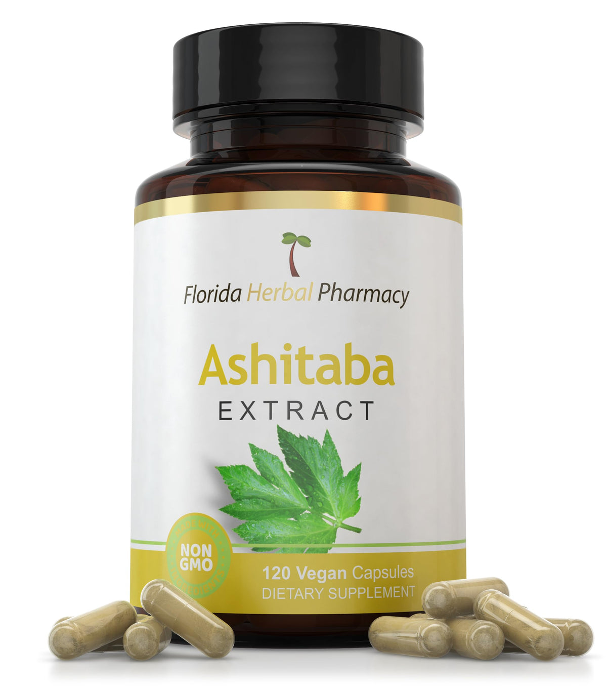 Capsules d'extrait de feuille Ashitaba 10:1 de Florida Herbal Pharmacy en boîte