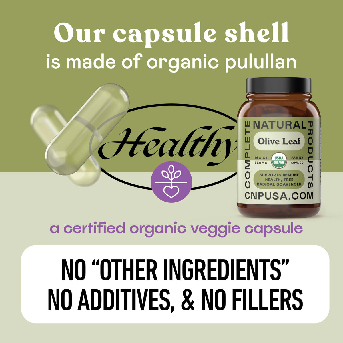 Capsules d'extrait de feuille d'olivier 550mg avec étiquette