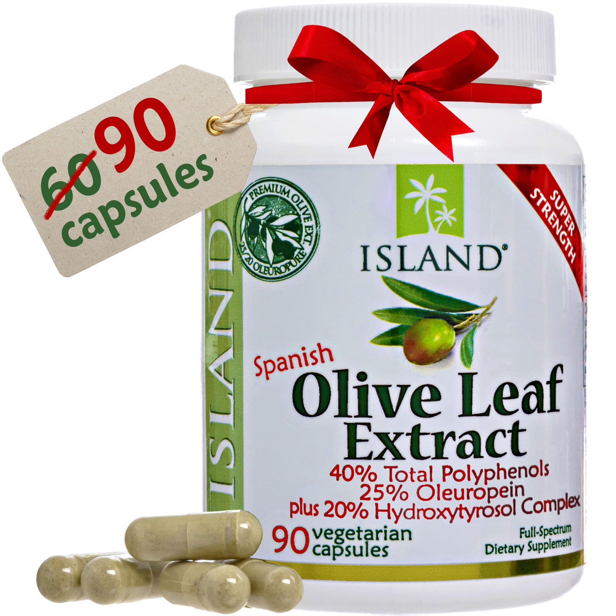 Capsules d'Extrait de Feuille d'Olivier Island Nutrition 90ct