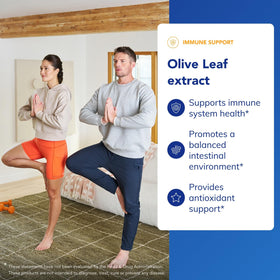 Capsules d'extrait de feuille d'olivier Pure Encapsulations sur une surface blanche