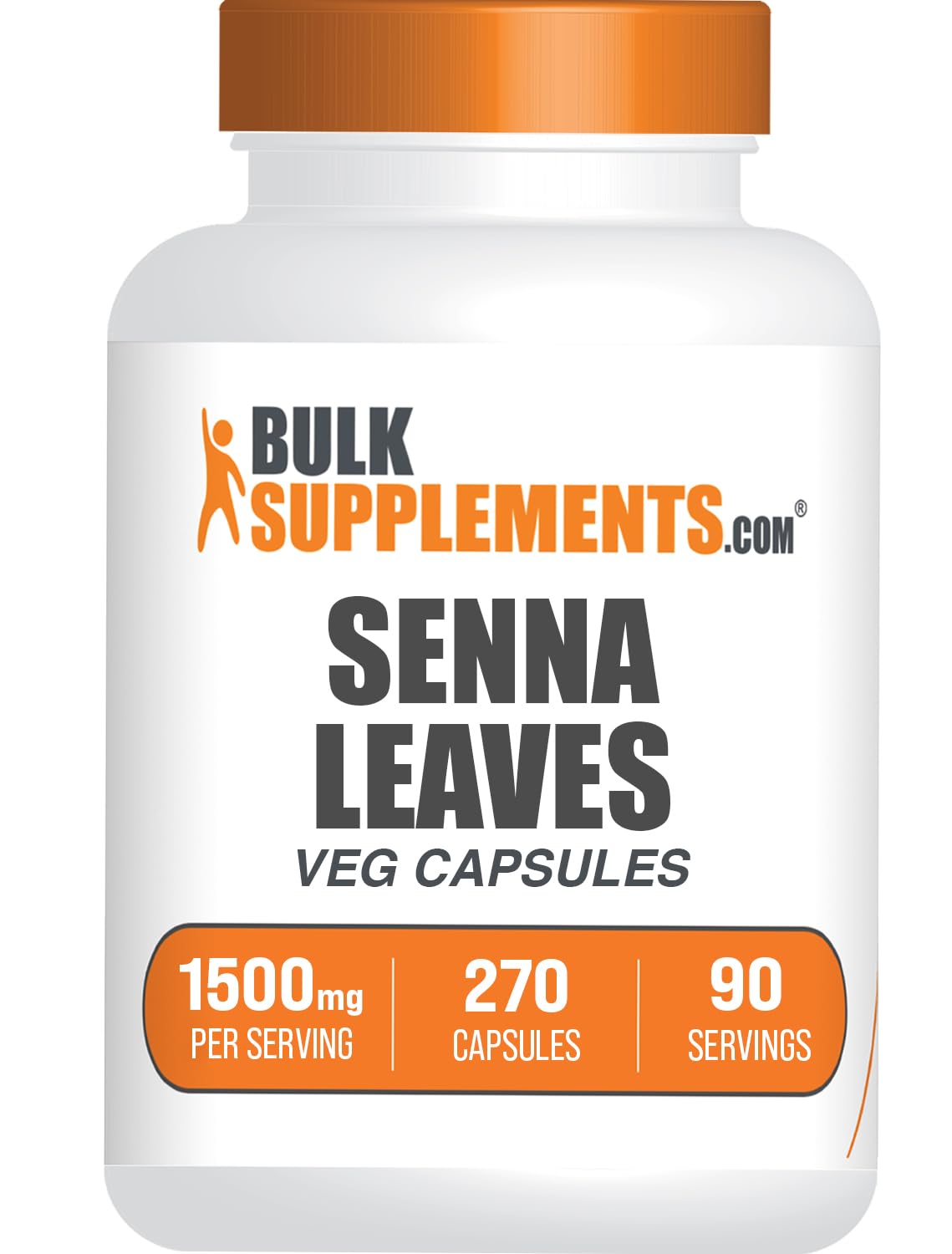 Capsules d'extrait de feuille de séné BulkSupplements vue de face
