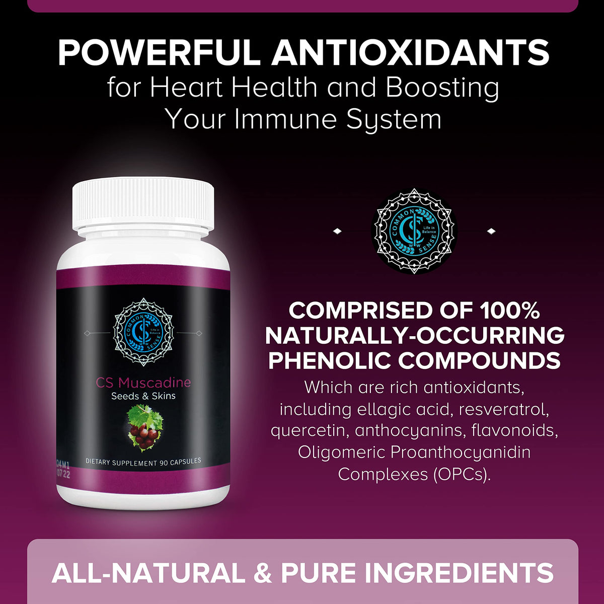 Capsules d'extrait de graines de muscadine sur une surface en bois