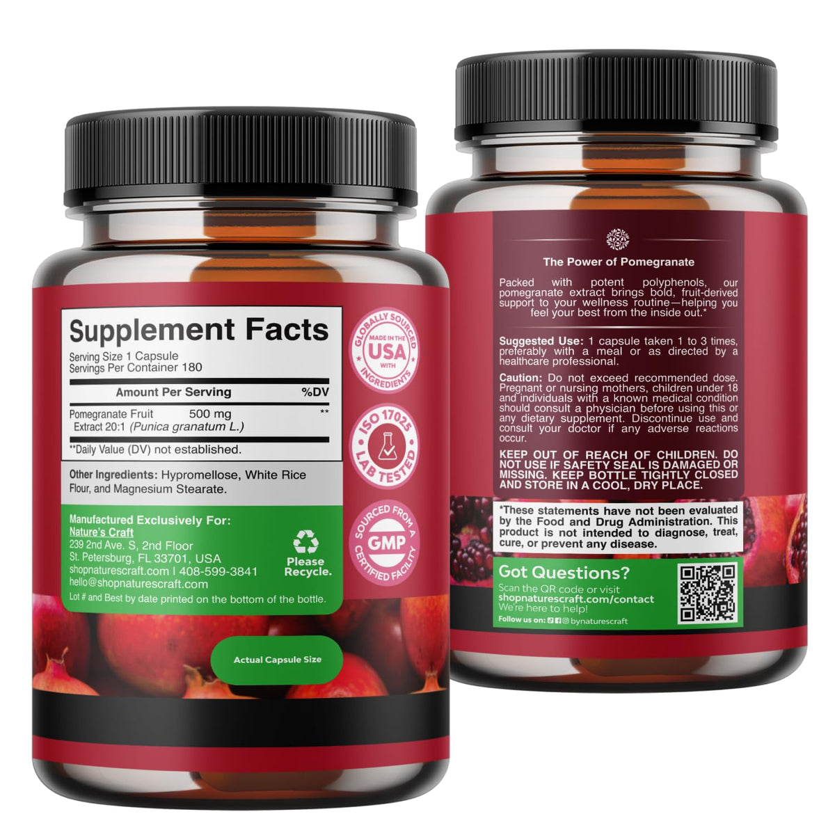 Capsules d'extrait de grenade Natures Craft avec des fruits de grenade