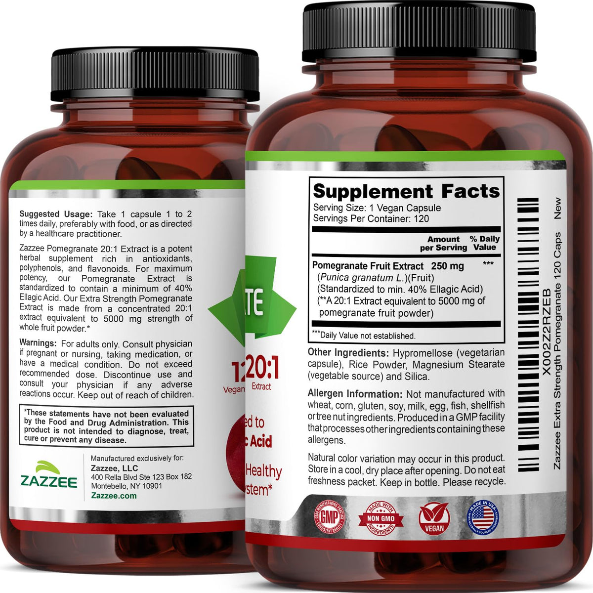 Capsules d'extrait de grenade Zazzee en main