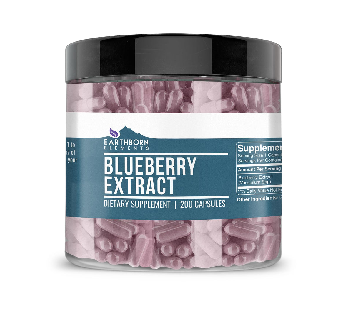 Capsules d'extrait de myrtille 10:1 Earthborn Elements vue de face