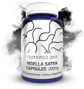 Capsules d'extrait de Nigelle Sativa 200mg Nootropics Depot, vue de face