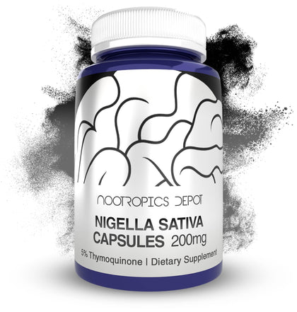 Capsules d'extrait de Nigelle Sativa 200mg Nootropics Depot, vue de face