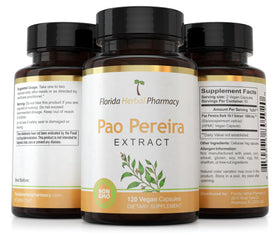Capsules d'extrait de Pao Pereira avec un fond naturel