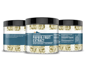 Capsules d'extrait de papaye Earthborn Elements sur fond blanc