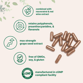 Capsules d'extrait de pépin de raisin Micro Ingredients sur fond blanc