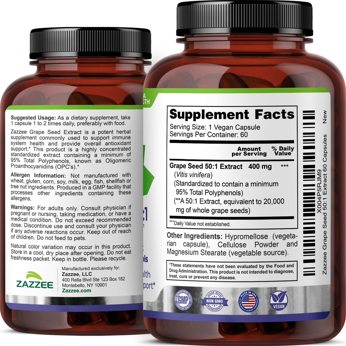 Capsules d'extrait de pépins de raisin Zazzee dans une main