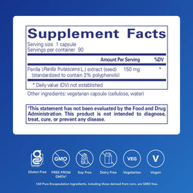 Capsules d'extrait de périlla Pure Encapsulations sur une surface blanche
