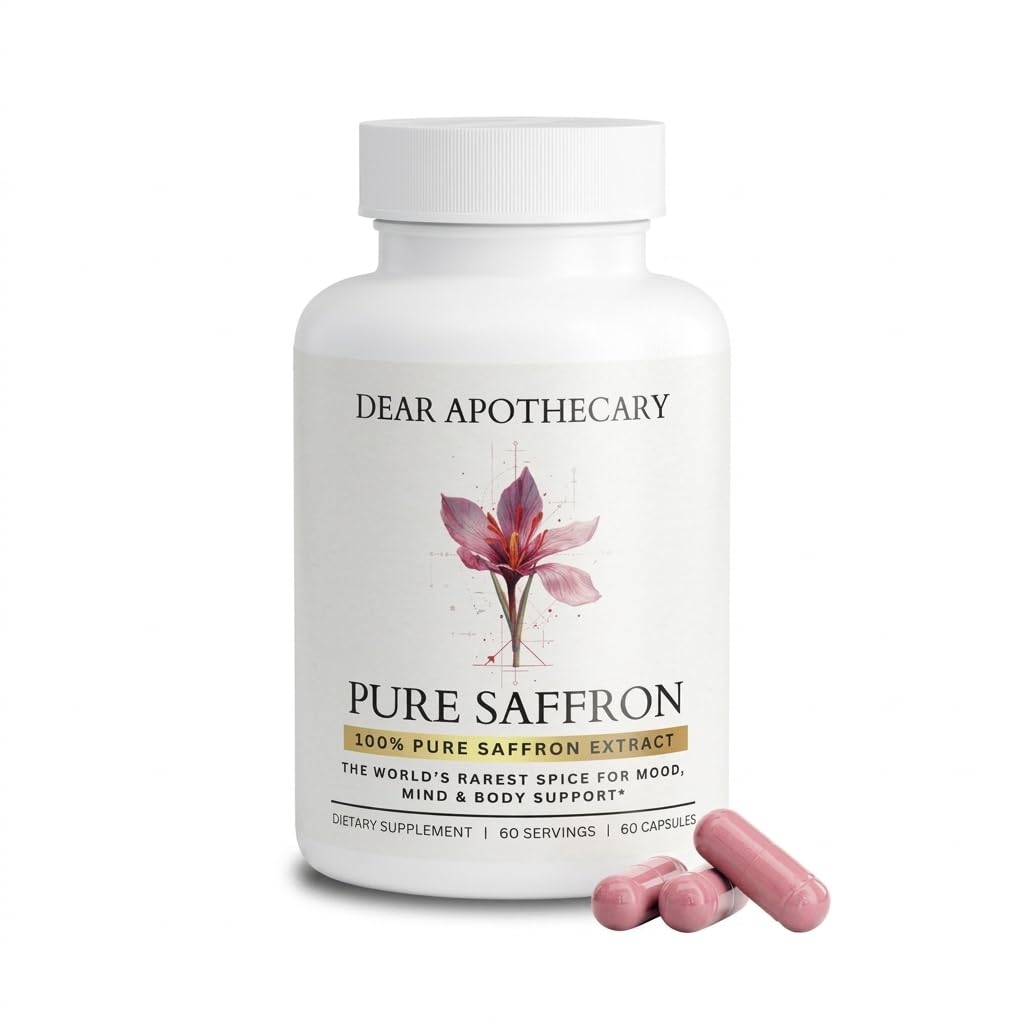 Capsules d'extrait de safran pur Dear Apothecary, 60 gélules en emballage