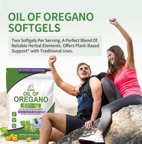 Capsules d'huile d'origan RIOWEGO dans une main