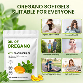 Capsules d'huile d'origan YKJHCSL ouvertes montrant le contenu