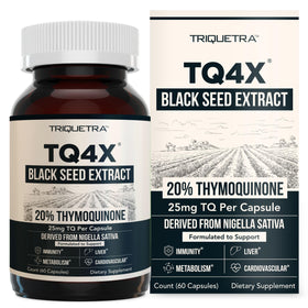 Capsules d'huile de graine noire Triquetra Health dans un flacon en verre