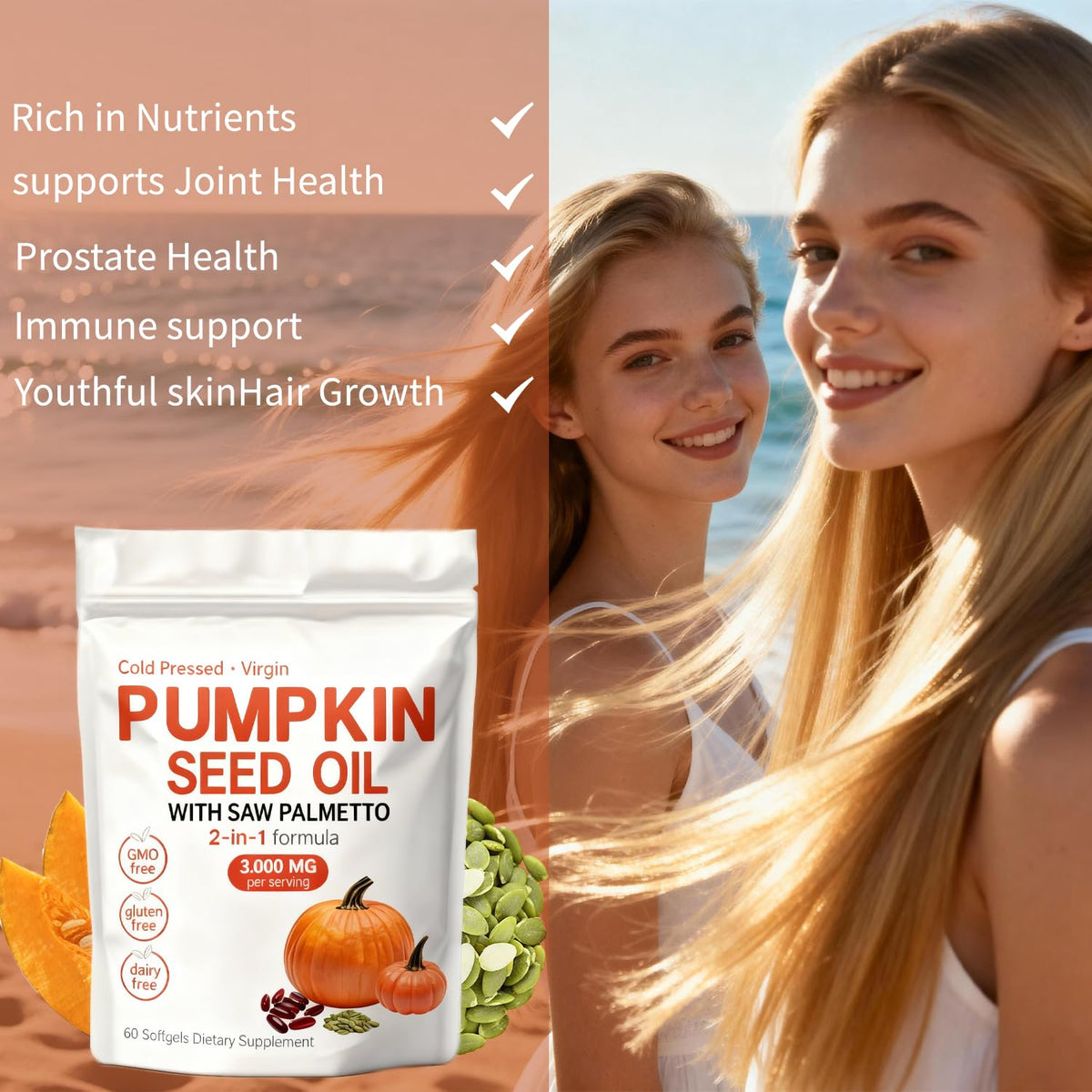 Capsules d'Huile de Graines de Citrouille KITABIO ouvertes montrant les softgels