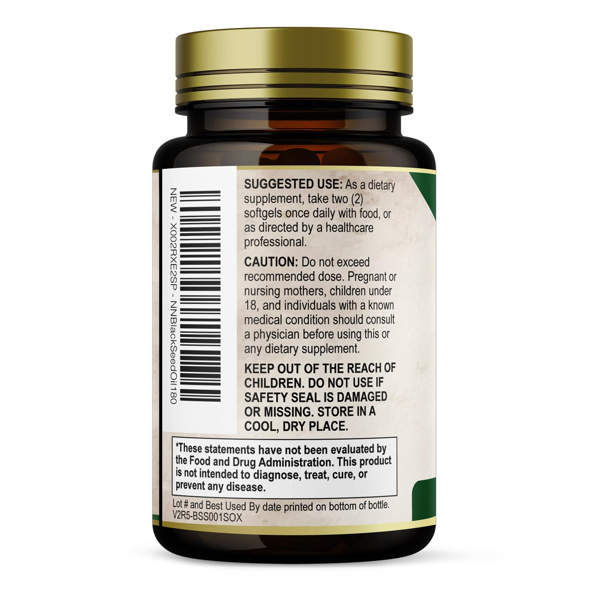 Capsules d'huile de graines de nigelle sur fond blanc