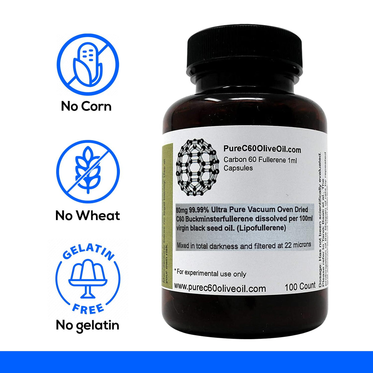 Capsules d'huile de graines noires C60 ouvertes pour montrer l'intérieur