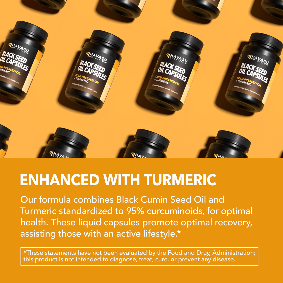 Capsules d'huile de graines noires et curcuma HAVASU NUTRITION avec des ingrédients naturels