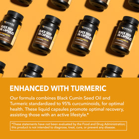 Capsules d'huile de graines noires et curcuma HAVASU NUTRITION avec des ingrédients naturels