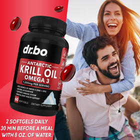Capsules d'huile de krill DR. BO en gros plan