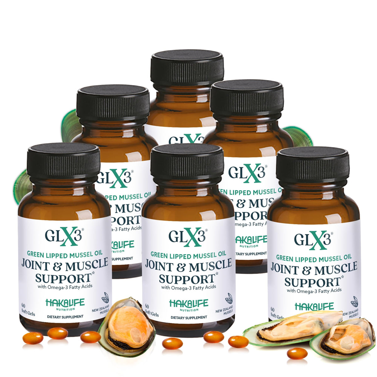 Capsules d'huile de moules à lèvres verts GLX3 en boîte