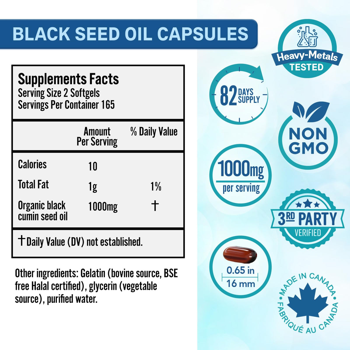 Capsules d'huile de nigelle Bio Absorb en gros plan