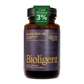 Capsules d'huile de nigelle BIOLIGENT en bouteille, vue avant
