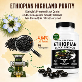 Capsules d'huile de nigelle UBOMOPI dans une main