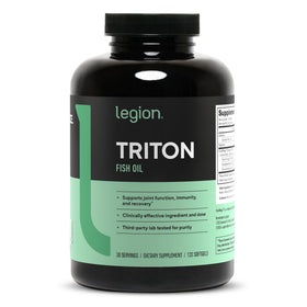 Capsules d'huile de poisson LEGION Triton en bouteille