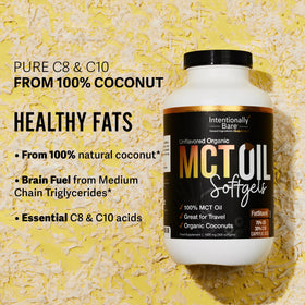Capsules d'Huile MCT Bio Intentionally Bare avec noix de coco