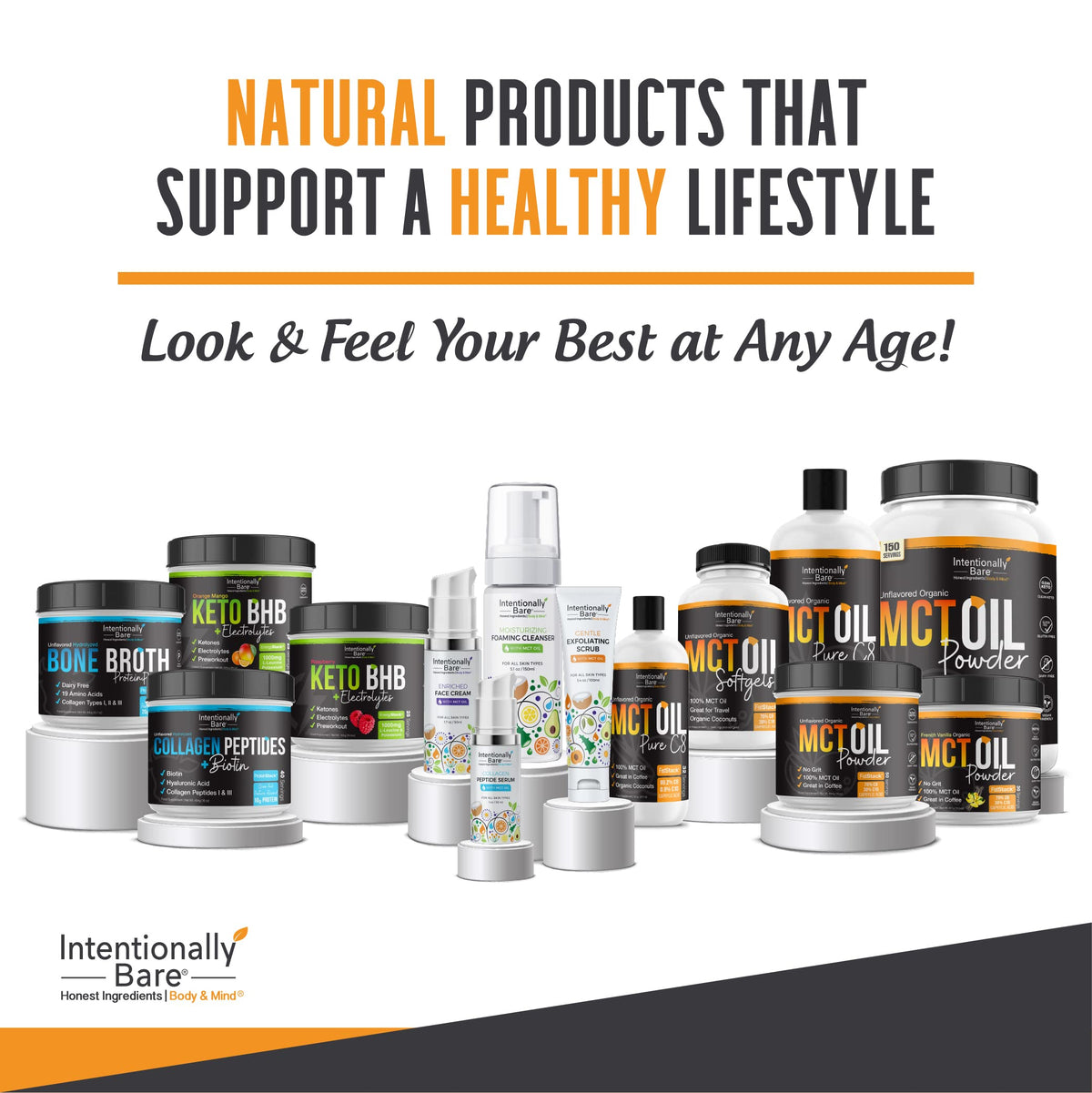 Capsules d'Huile MCT Bio Intentionally Bare sur une table