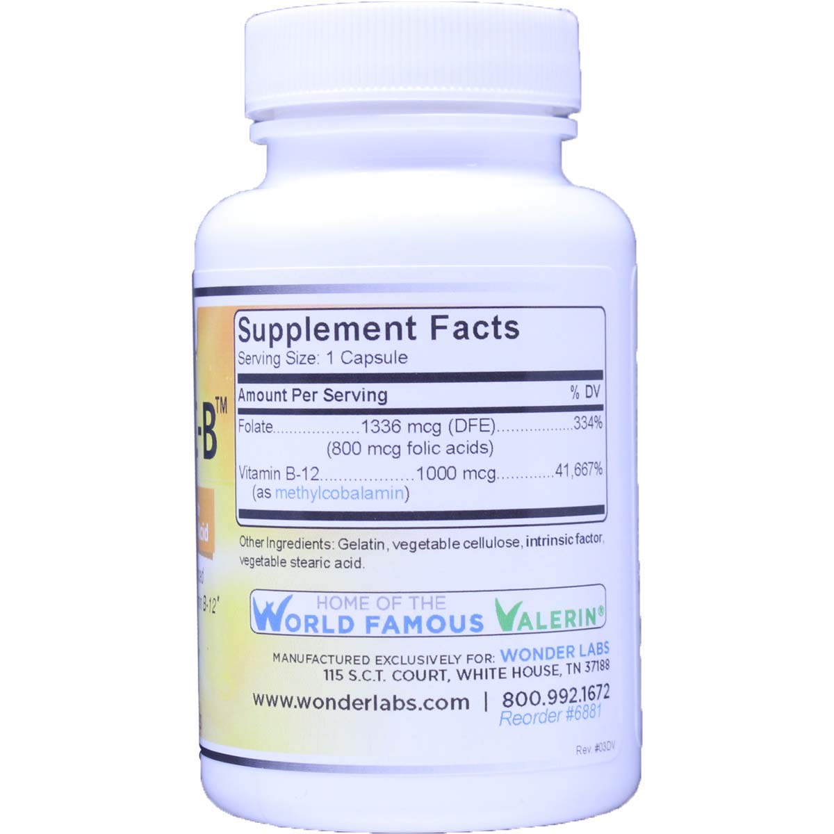 Capsules d'Intrinsic Factor avec Acide Folique et Vitamine B-12 sur fond blanc