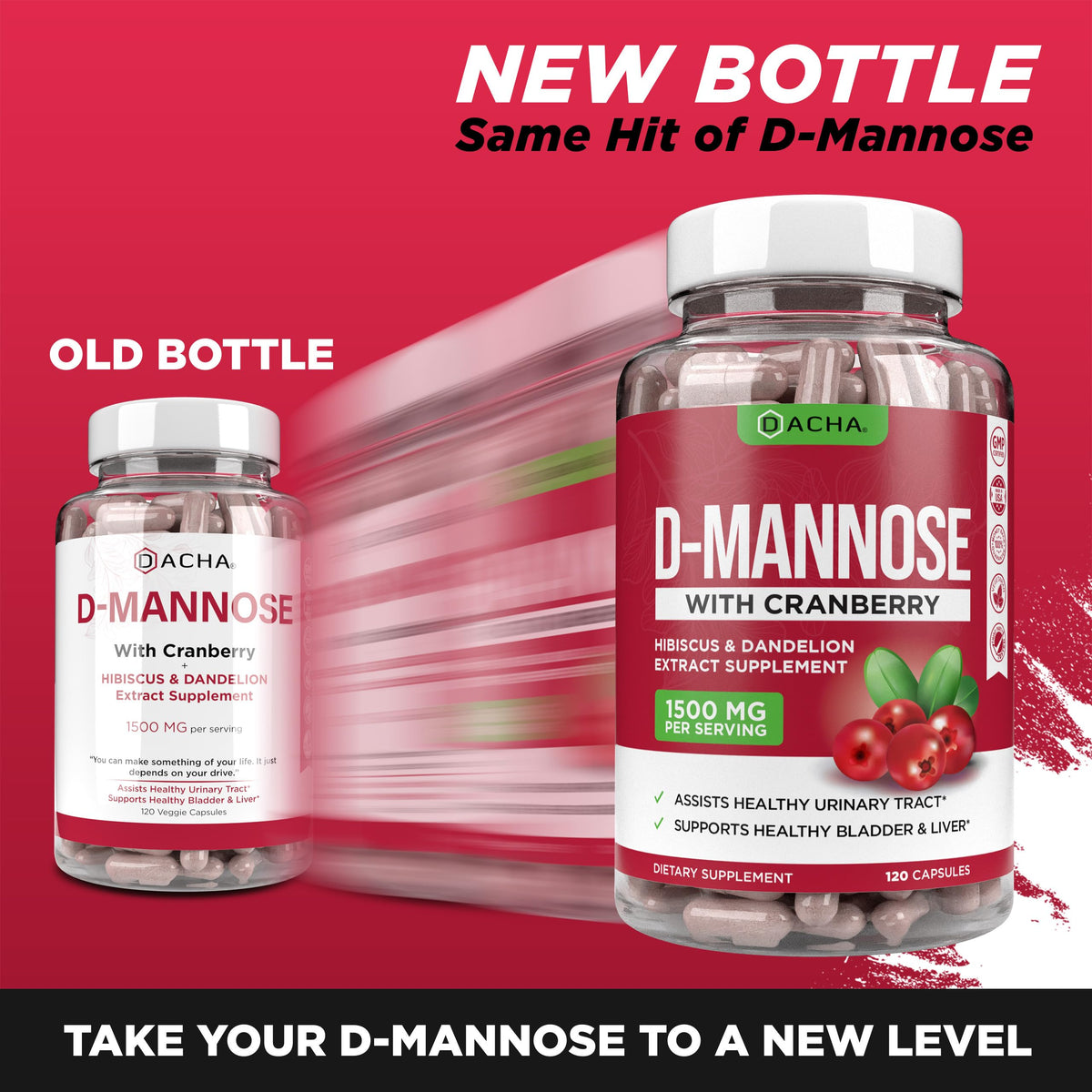 Capsules D-Mannose 4-en-1 sur un fond blanc