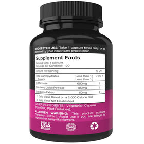 Capsules D-Mannose 600mg Purest Vantage, vue de dessus